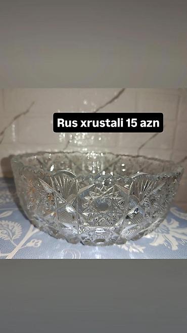 şirniyat qabları: Rus istehsalı kəsimli xrustal meyvə/qəlyanaltı qabı. - Şəffaf, qalın — 1