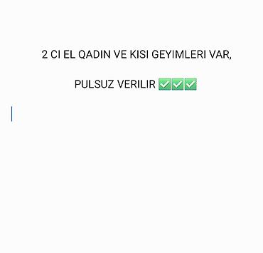 İkinci əl qadın və kişi geyimləri. UNVANDAN GOTURE BILERLER