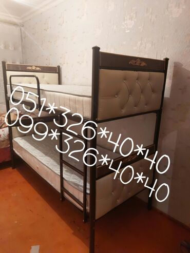 İkimərtəbəli uşaq çarpayıları: Oğlan və qız üçün, Yeni, Çarpayı, Matras ilə, Siyirməsiz, Taxta — 26