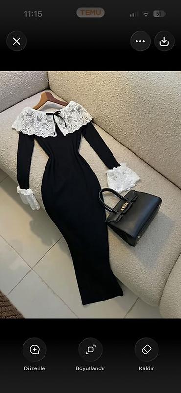 ic.geyimleri_2: Zərif qara ziyafət/şifonet paltarı - Rəng: qara - Model: bədənə — 1