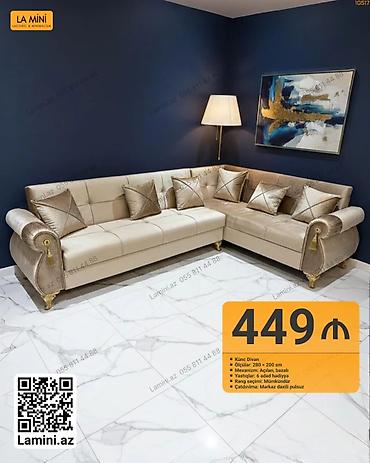 Künc divan – La Mini - Ölçülər: 280 × 200 sm - Mexanizm: açılan