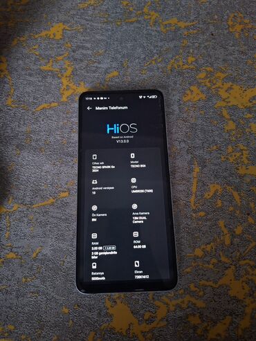 a 10 s: Tecno Spark Go 2024, 64 GB, rəng - Ağ, Barmaq izi