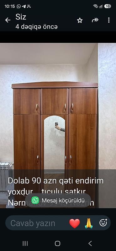 ekranlarin berpasi: Dolab 90 azn qəti endirim yoxdur tıculu satkır Nərmanov 9943 Nəzrin — 1