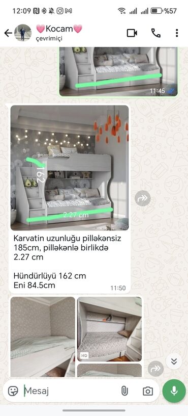 Oğlan və qız üçün, İşlənmiş, Çarpayı, Matrassız, Siyirməli