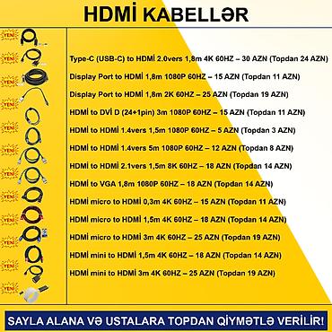 Digər kompüter aksesuarları: HDMİ Kabellər SAYLA ALANA VƏ USTALARA TOPDAN QİYMƏTLƏ VERİLİR! ⭐Type-C — 2