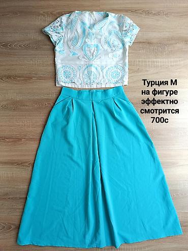 двойка мурской: Костюм с юбкой, Модель юбки: Трапеция, Миди, Топ, Турция, M — 1