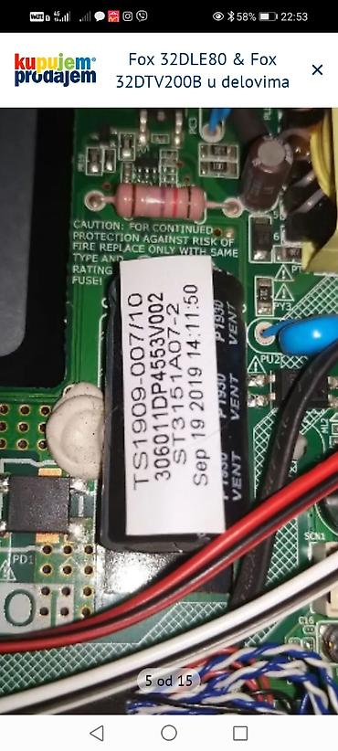Aksesoari za TV i video: Fox 32DLE80 i Fox 32DTV200B – delovi za TV Dostupne komponente: - — 6