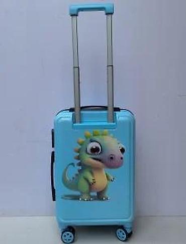 Rančevi, torbe i koferi: Dečji kofer na točkiće – plavi sa motivom dinosaurusa - Tvrda školjka — 15