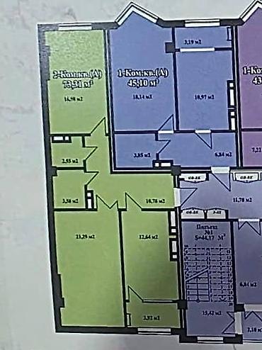 квартирный: 2 комнаты, 73 м², Нижний Джал (Джал-23) Элитка, 10 этаж, ПСО (под самоотделку) — 2