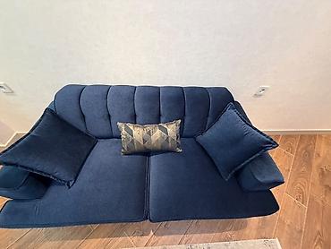 Divanlar: Məhsul: İki nəfərlik yumşaq divan - Rəng: Tünd göy (navy) - Material — 11