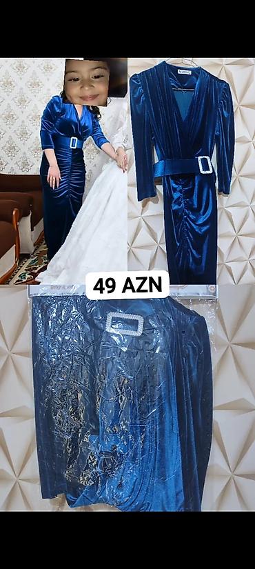 Zəngin mavi rəngli, məxmər (velvet) parçadan qadın ziyafət/gecə donu lalafo.az -da Zəngin mavi rəngli, məxmər (velvet) parçadan qadın ziyafət/gecə donu