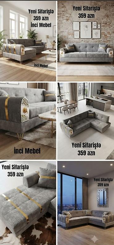gence divan: Model: İnci Mebel künc/divan dəsti Təsvir: - Zərif boz rəngli, qızılı — 1