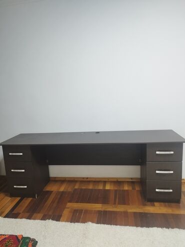 стол письменный со шкафчиками: Кеңсе эмереги комплекти, Шкаф, түсү - Күрөң