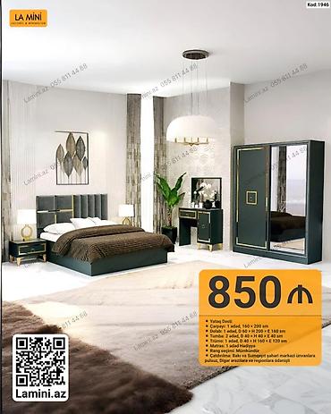 Ev üçün mebel: LA MINI Yataq Dəsti – Kod: 1946 Tərkib: - Çarpayı: 1 ədəd, 160 × 200 — 1