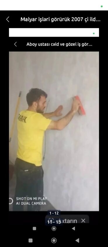 Malyar işləri: Aboy malyar ustası paduqa emulsiya lminat ustası.is gözəl ve cəld