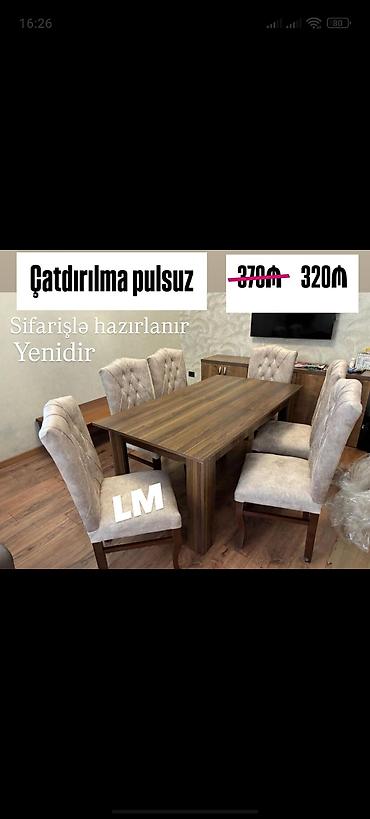 madeyra stol stul: Yeni, Açılmayan, Dördbucaq masa, 4 stul — 1