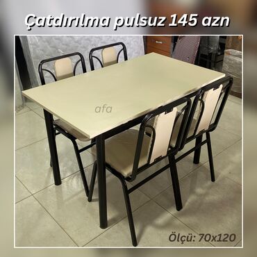 TV altlığı: Restoran, kafe, bağ, mətbəx və s üçün masa destleri Masa + 4 Stul 145