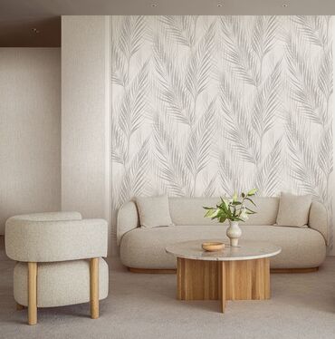 Kağız oboylar: Təbii motivli divar kağızı – palma yarpağı naxışlı • Dizayn: Zərif — 3