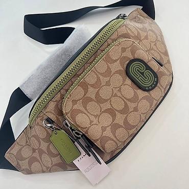 bag: Coach Track Belt Bag In Signature Canvas (артикул C2218). 🔝Натуральная — 4