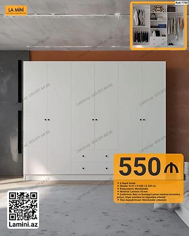 Dolablar: 6 qapılı dolab – La Mini (Kod: 1760) - Ölçü: D 47 × H 200 × E 240 sm — 1
