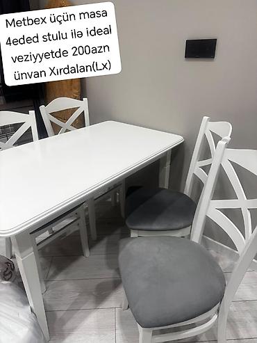 masa ayağı: Metbex üçün masa 4eded stulu ilə ideal veziyyetde 200azn ünvan — 1