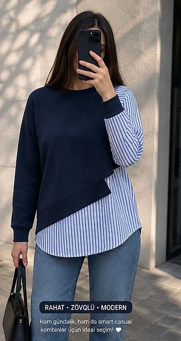 Svitşotlar: ✨ Qadın bluzu – fərqli və modern model ✨ M,L,Xl Gündəlik geyimə həm — 1