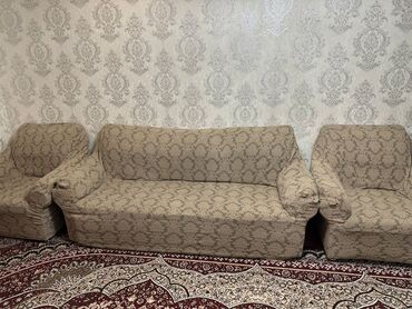 купить диван бу недорого: Модульный диван, цвет - Бежевый, Б/у