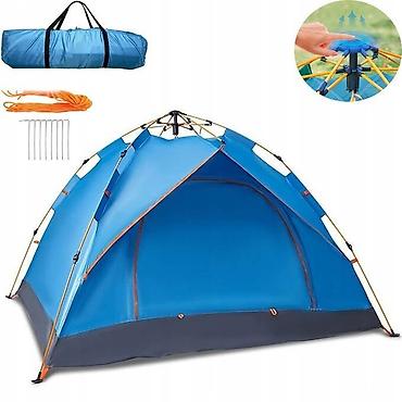 Палатки: Палатка кемпинговая двухместная (200х150х125см) Цвет : Хаки и Голубой — 7