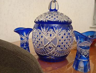 kompot: Kobalt mavi kəsmə şüşə dəst - Dəst tərkibi: qapaqlı iri qab — 1