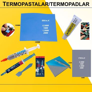 Masaüstü kompüterlər və iş stansiyaları: Termopastalar və Termopadlar ⭐Termopad 100x100x0,5mm 6w – 15 AZN