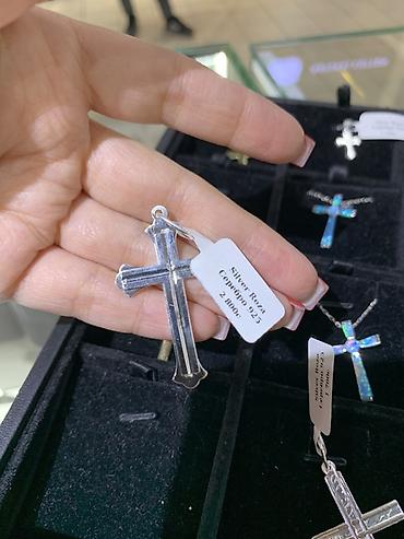 Серебряные кулоны и подвески: Кулон, Проба 925, Без вставки, Унисекс, Форма: Крестик — 10