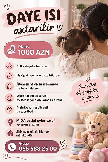 boss az daye isi: Xidmət: Uşaq baxıcılığı (dayə) - 5 illik dayəlik təcrübəsi - Uşağa öz — 1