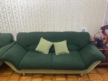 Yaşıl rəngli yumşaq mebel dəsti - Tərkib: 1 ədəd 3 nəfərlik divan + 2