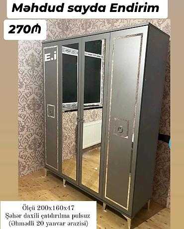 4 qapılı dolab Yep yeni 270 azn rəng seçimi var çatdırılma var lalafo.az -da 4 qapılı dolab Yep yeni 270 azn rəng seçimi var çatdırılma var