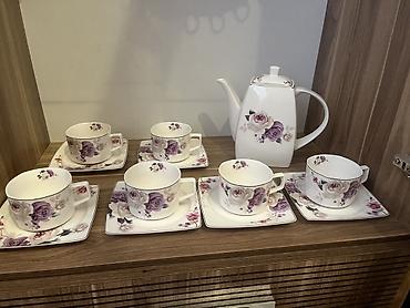 limon yağı qiyməti: Çay dəsti, rəng - Ağ, Farfor, 6 nəfərlik — 1