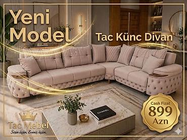 tac mebel: Tac Künc Divan – Yeni Model - Zərif klassik-modern dizayn, pastel bej — 1