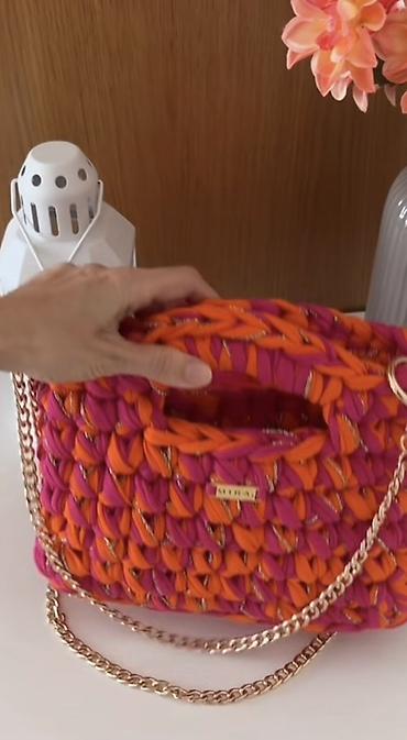 frida aksesuar sirketi: Rəngarəng toxunma çanta – çiyin/zəncirli model - Parlaq narıncı və — 1