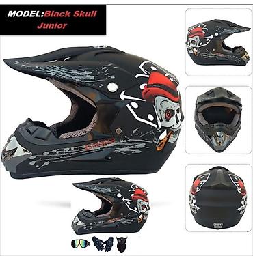 165 65 r14: Kaciga za motokros/ATV – Model: Black Skull Junior - Tip: integralna — 1