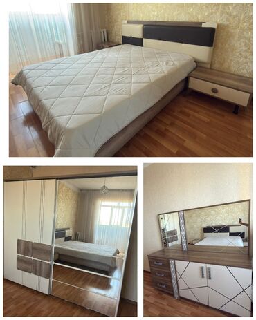 tek yataqlar: Двуспальная кровать, Трюмо, Шкаф, 2 тумбы, Б/у