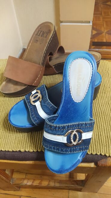 Домашние тапочки: Домашние тапочки, 37.5, Б/у, цвет - Синий — 22