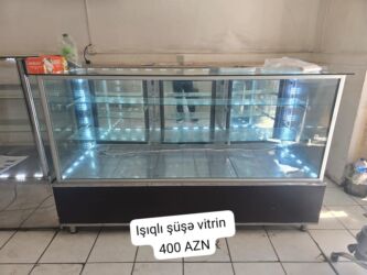 Avtoservis avadanlıqları: Şirniyyat vitrinı – Xırdalan - Şüşə vitrin, LED işıqlandırma ilə -