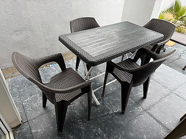 Bağ, çöl masa və oturacaq dəstləri: Yeni, Dördbucaq masa, 6 stul, Açılan, Skameykalar ilə, Plastik, Türkiyə — 12