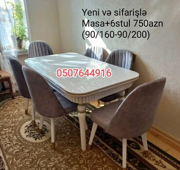 Masa və oturacaq dəstləri: Qonaq otağı üçün, Yeni, Açılmayan, Dördbucaq masa, 6 stul -da lalafo.az — 4 Masa və oturacaq dəstləri: Qonaq otağı üçün, Yeni, Açılmayan, Dördbucaq masa, 6 stul — 4