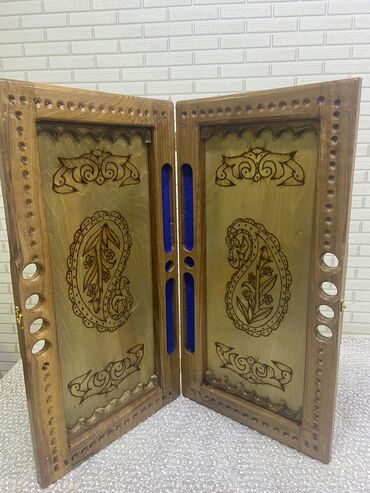 Nərdlər: Əl işləri oymalı taxta nərd-taxta dəsti - Material: tam ağac (taxta) — 6