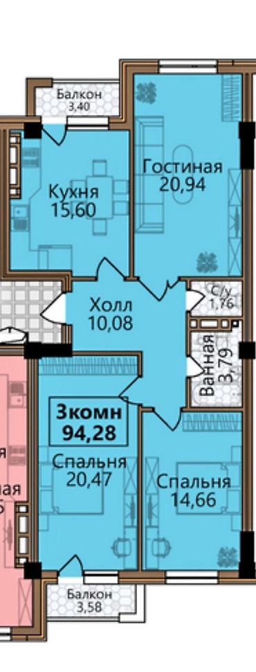 Продажа квартир: 3 комнаты, 95 м² at lalafo.kg — 5 Продажа квартир: 3 комнаты, 95 м² — 5