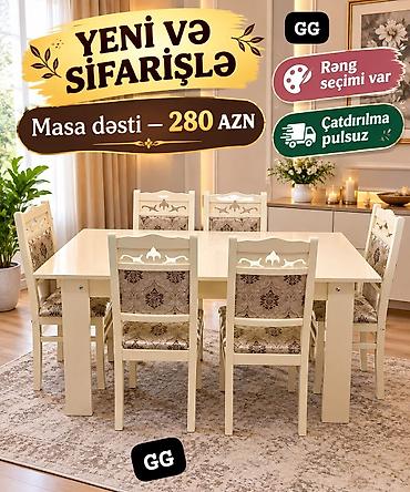 Masa dəsti – Yeni və sifarişlə - Qiymət: 280 AZN - Rəng seçimi var - lalafo.az -da Masa dəsti – Yeni və sifarişlə - Qiymət: 280 AZN - Rəng seçimi var -