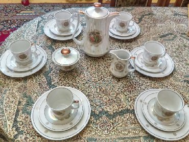 GDR Madonna çay dəsti, qədimi, yeni, 21 predmet, sovetdən qalıb