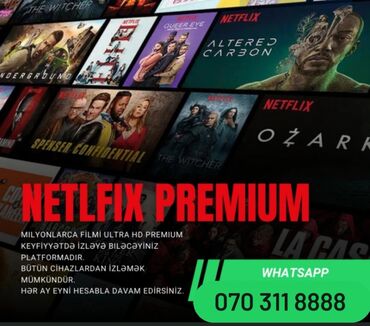 Digər TV və video məhsullar: *🎬 Netflix Premium – İndi Daha Ucuz!* Bir çox dildə altyazı və