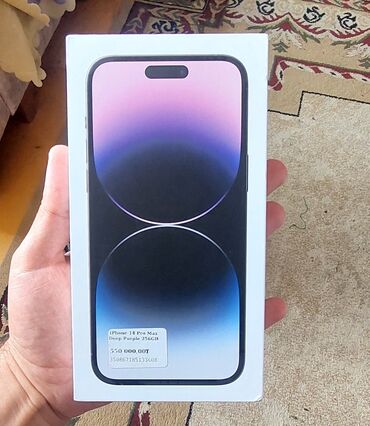 Apple iPhone: IPhone 14 Pro Max, 256 GB, Deep Purple, Barmaq izi, Simsiz şarj, Face ID
