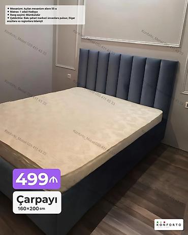 Ev və bağ: Çarpayı – 160×200 sm - Yumşaq başlıqla, müasir dizayn - Ölçü: 160×200 — 1